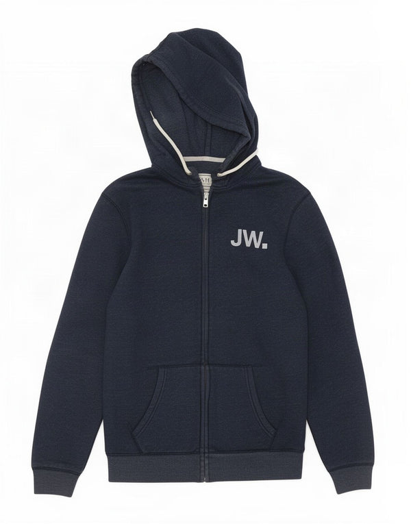 Jack Wills Mens Graphic Zip Hoodie Sweater Medium Navy Blue Cotton