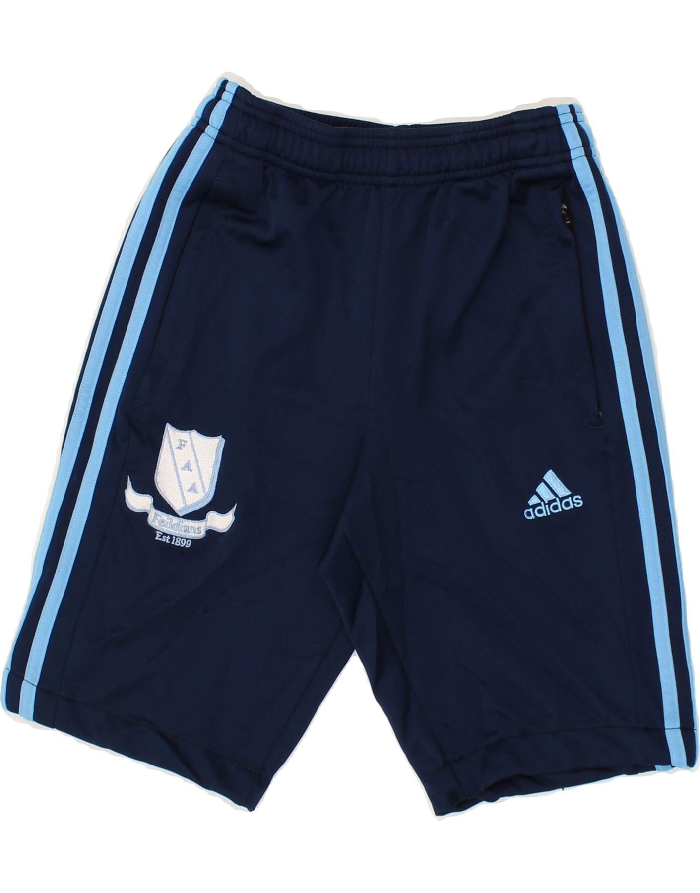 Pantaloncini sportivi ADIDAS da ragazzo Climalite 11 12 anni in poliestere blu navy