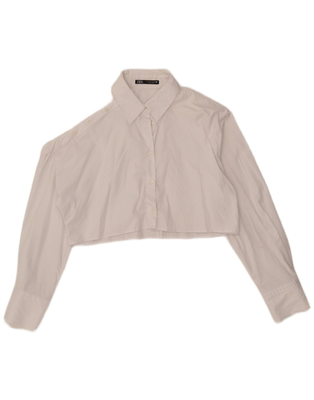 Zara Womens Oversized Crop Shirt Blouse UK 10 Small White Cotton
