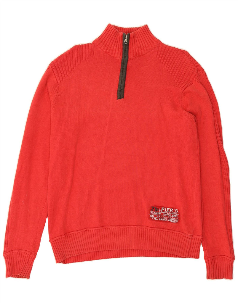 JACK & JONES Mens Zip Neck Jumper Sweater XL Red Cotton Vintage Jack & Jones and Second-Hand Jack & Jones from Messina Hembry 