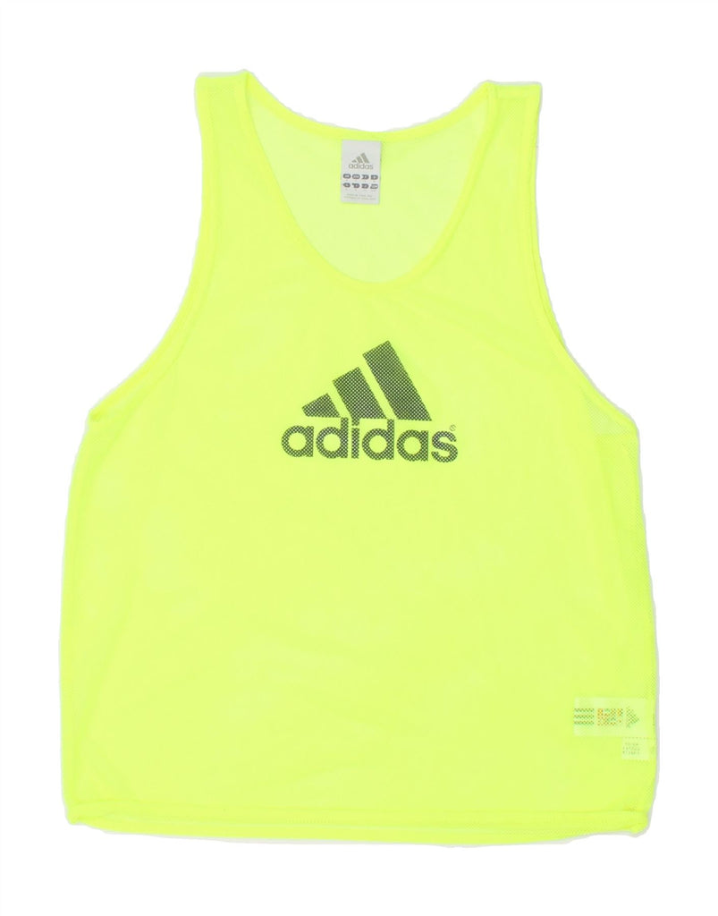 ADIDAS Womens Graphic Vest Top UK 10 Small Yellow Polyester | Vintage Adidas | Thrift | Second-Hand Adidas | Used Clothing | Messina Hembry 