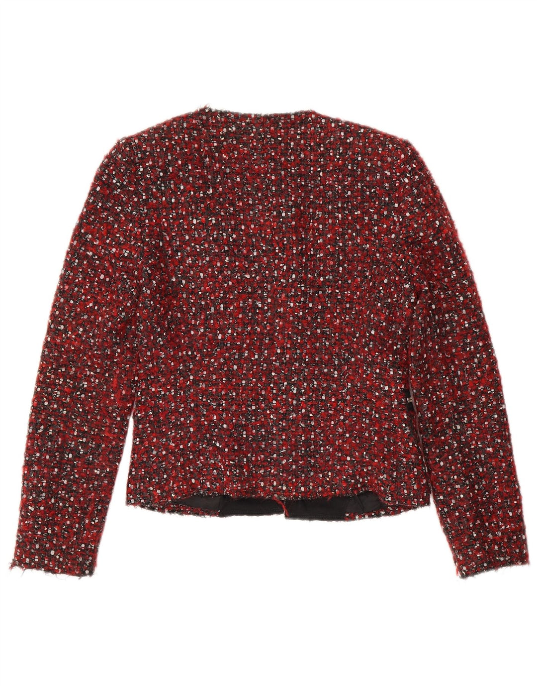 Zara Womens Crop Blazer Jacket UK 10 Small Red Flecked Modern