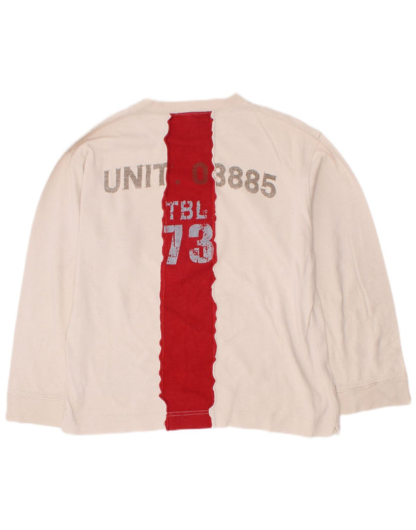 Timberland Boys Graphic Top Long Sleeve 7-8 Years Beige Colourblock Cotton
