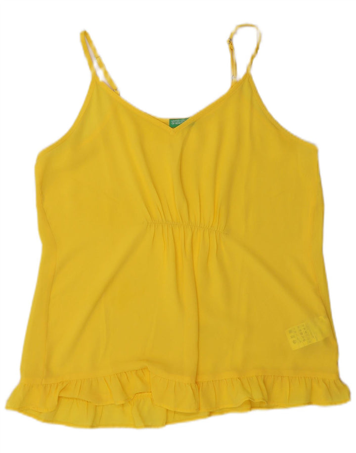 BENETTON Womens Cami Top UK 10 Small Yellow Polyester