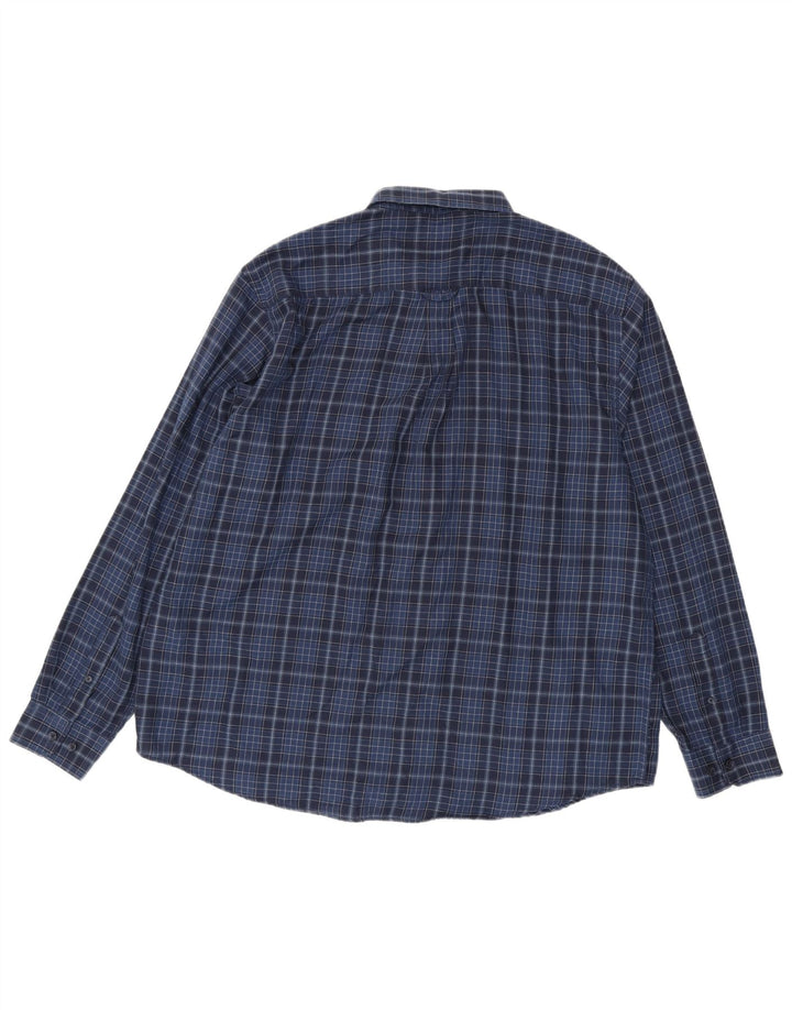 James Pringle Mens Shirt 2XL Navy Blue Check Polyester