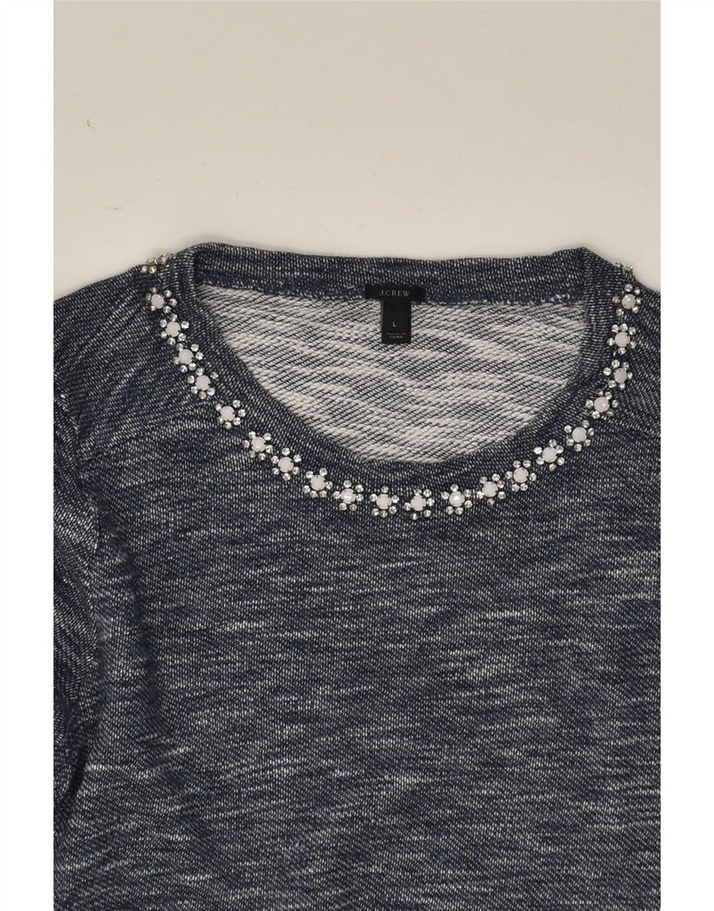 J. CREW Womens Graphic Top Long Sleeve UK 16 Large Navy Blue Flecked | Vintage J. Crew | Thrift | Second-Hand J. Crew | Used Clothing | Messina Hembry 