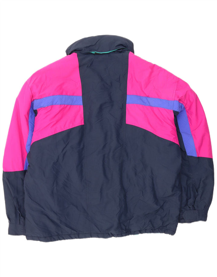 Fila Mens Hooded Ski Jacket IT 54 2XL Navy Blue Colourblock Polyester