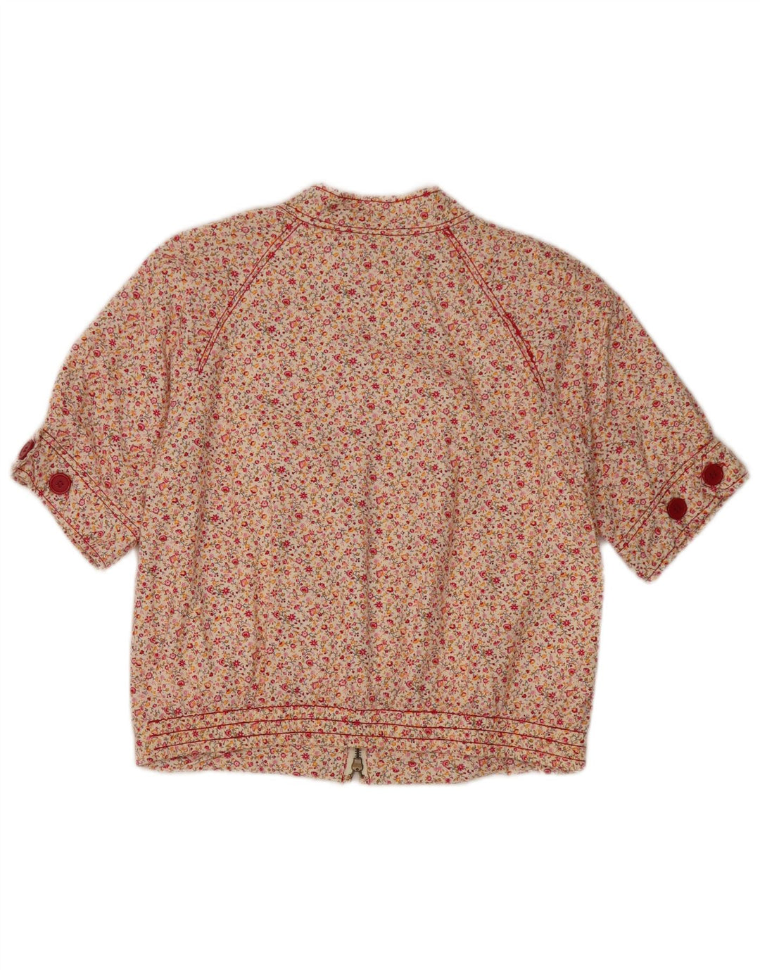 Vintage Womens Crop Bomber Jacket UK 12 Medium Multicoloured Floral