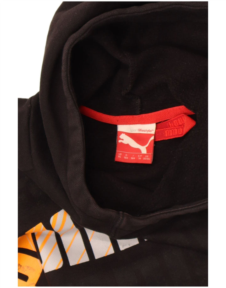 Puma Boys Graphic Hoodie Jumper 13-14 Years Black