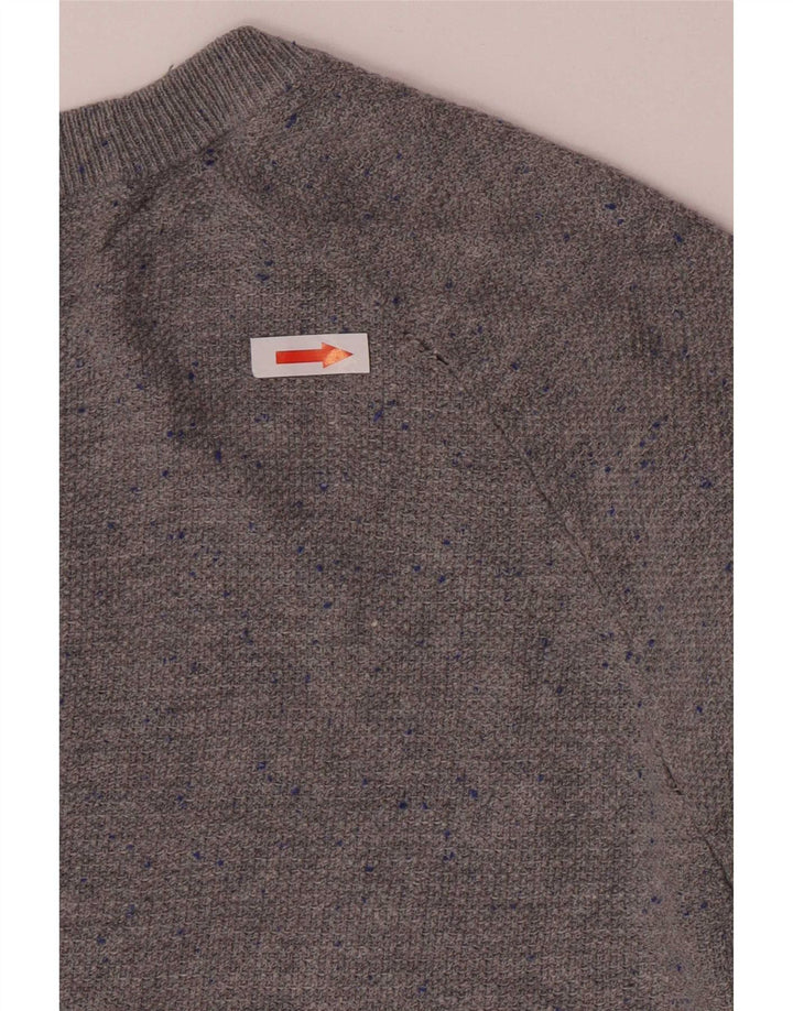 Zara Mens Boat Neck Jumper Sweater Medium Grey Flecked Cotton