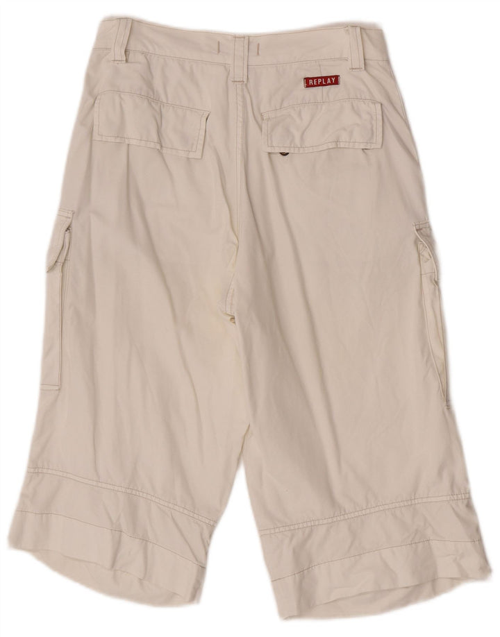 Replay Mens Cargo Shorts W28 Small  White