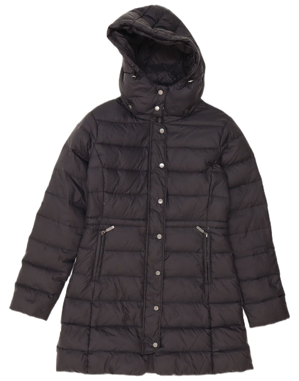 Benetton Womens Hooded Padded Coat IT 44 Medium Black Polyester