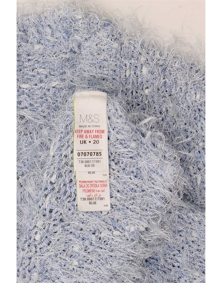Marks & Spencer Womens Crew Neck Jumper Sweater UK 20 2XL Blue Polyester