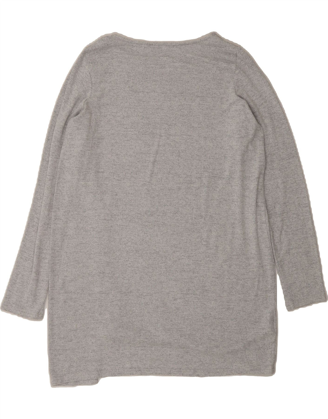 MARKS & SPENCER Womens Longline Boat Neck Jumper Sweater UK 14 Large Grey Vintage Marks & Spencer and Second-Hand Marks & Spencer from Messina Hembry 