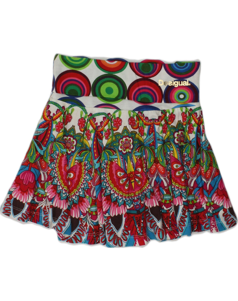 DESIGUAL Girls A-Line Skirt 7-8 Years W22 Multicoloured Floral Cotton | Vintage Desigual | Thrift | Second-Hand Desigual | Used Clothing | Messina Hembry 