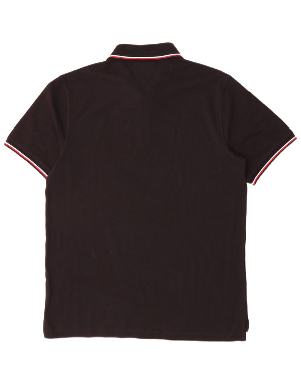 Tommy Hilfiger Mens Slim Fit Polo Shirt 2XL Black Striped Cotton