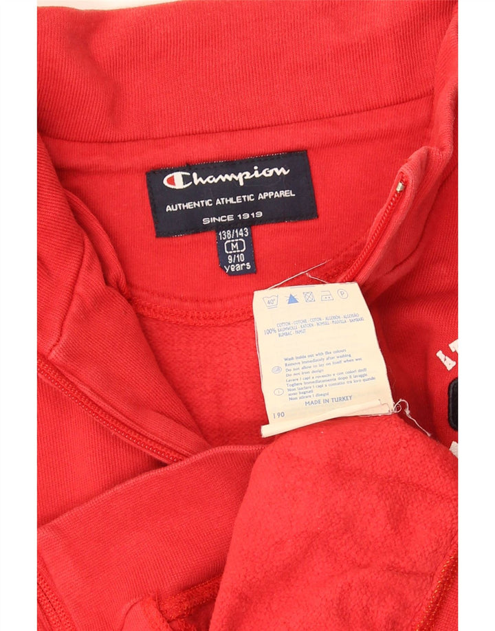 CHAMPION Boys Tracksuit Top Jacket 9-10 Years Medium Red Cotton