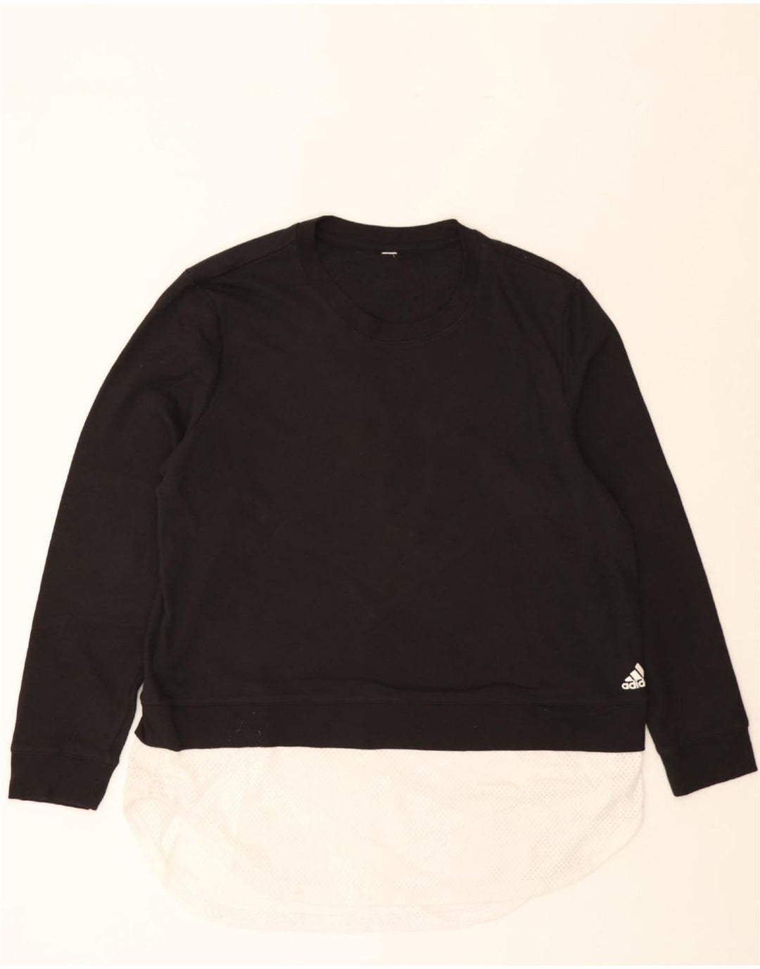 ADIDAS Womens Longline Sweatshirt Jumper UK 18 XL Black Vintage Adidas and Second-Hand Adidas from Messina Hembry 