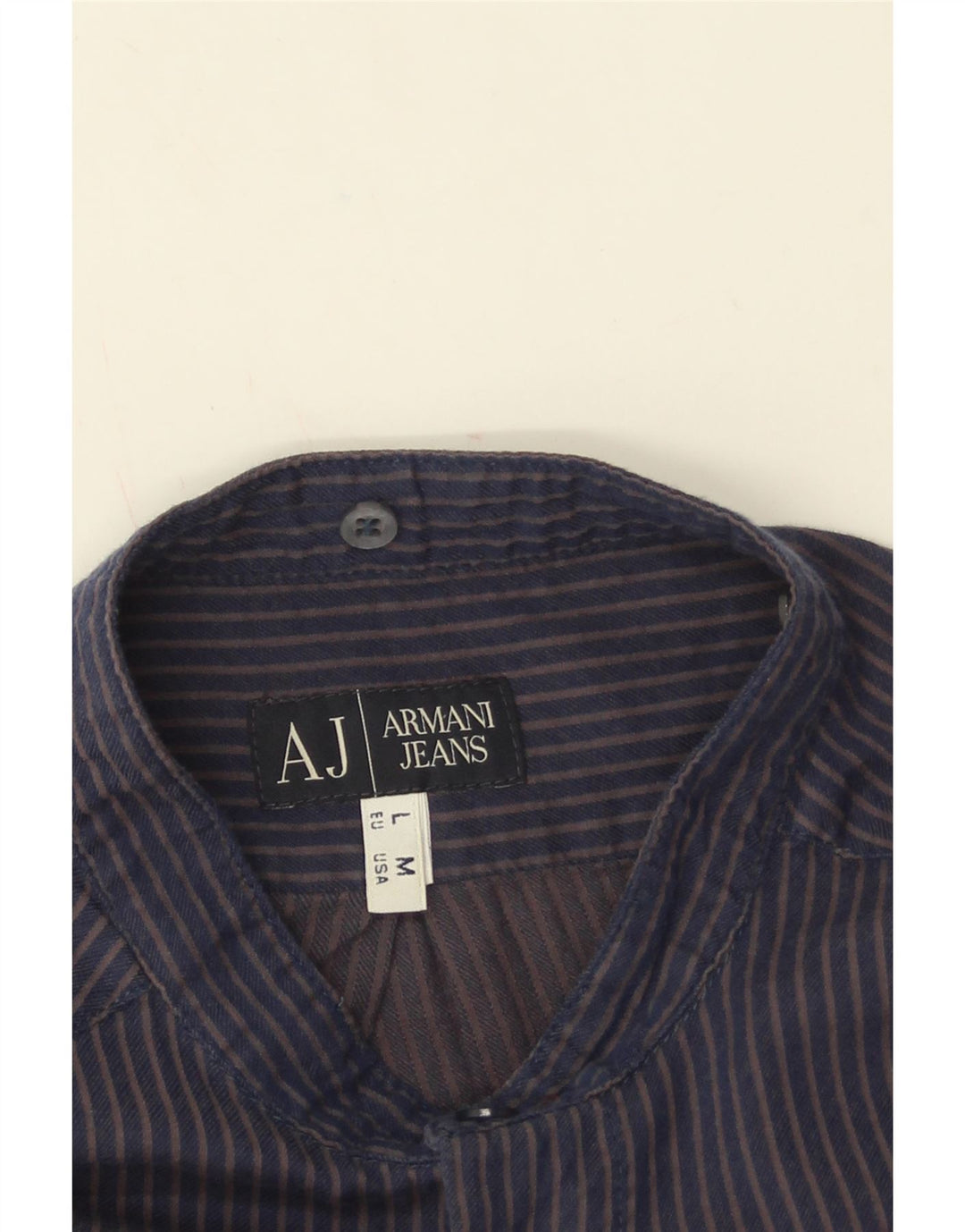 Armani Jeans Mens Shirt Large Navy Blue Pinstripe