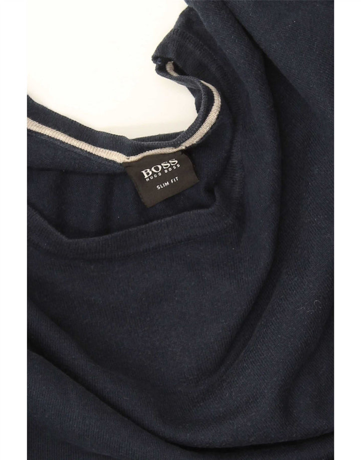 Hugo Boss Mens Crew Neck Jumper Sweater Large Navy Blue