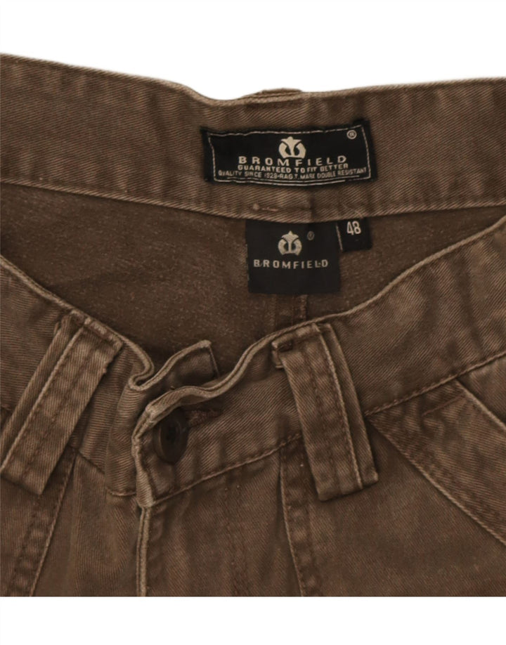 Bromfield Mens Straight Cargo Trousers IT 48 Medium W30 L27 Brown Cotton