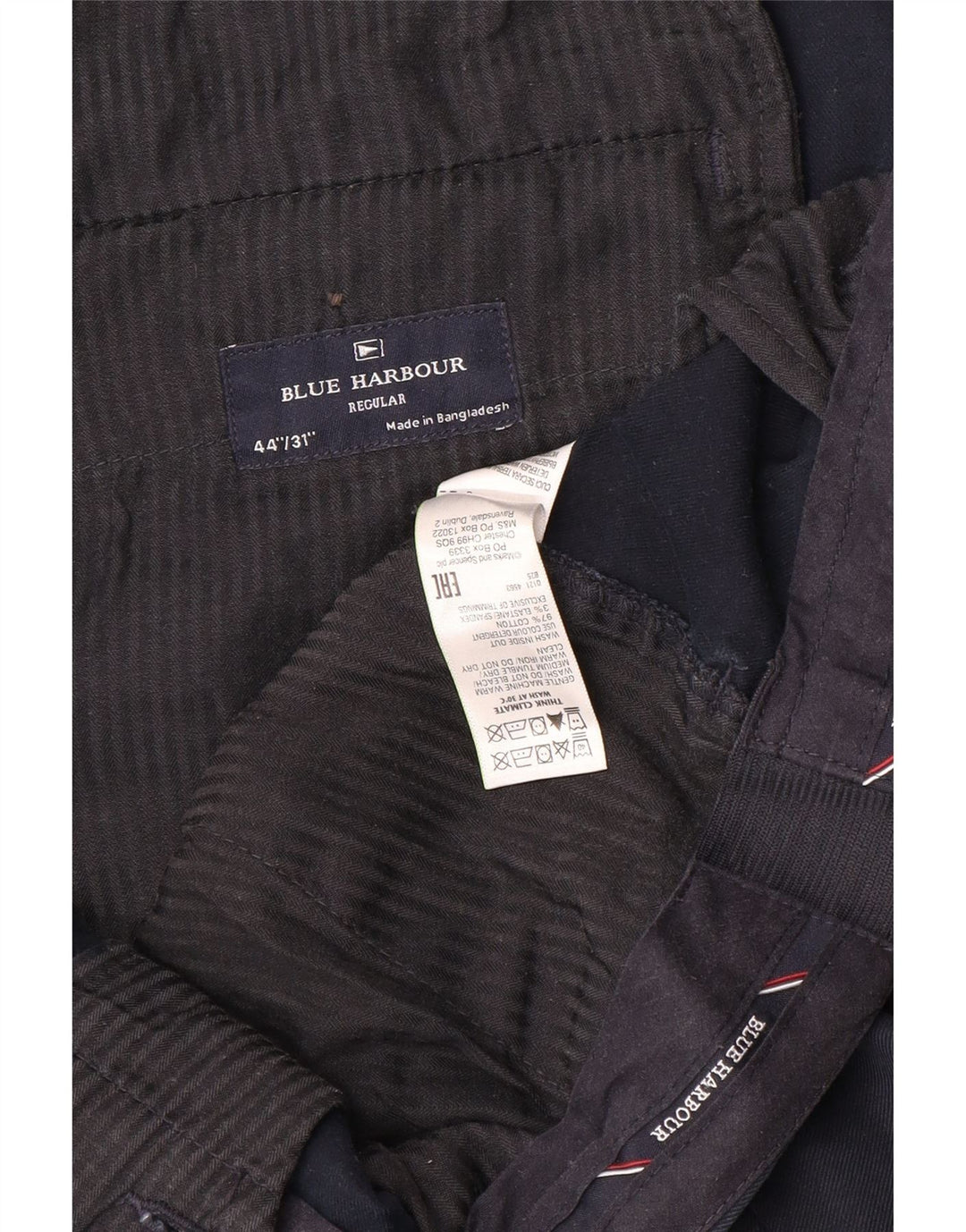 Marks & Spencer Mens Blue Harbour Chino Trousers W44 L31 Navy Blue