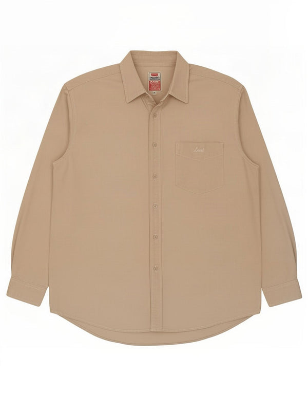 Levi's Mens Shirt Large Beige Cotton