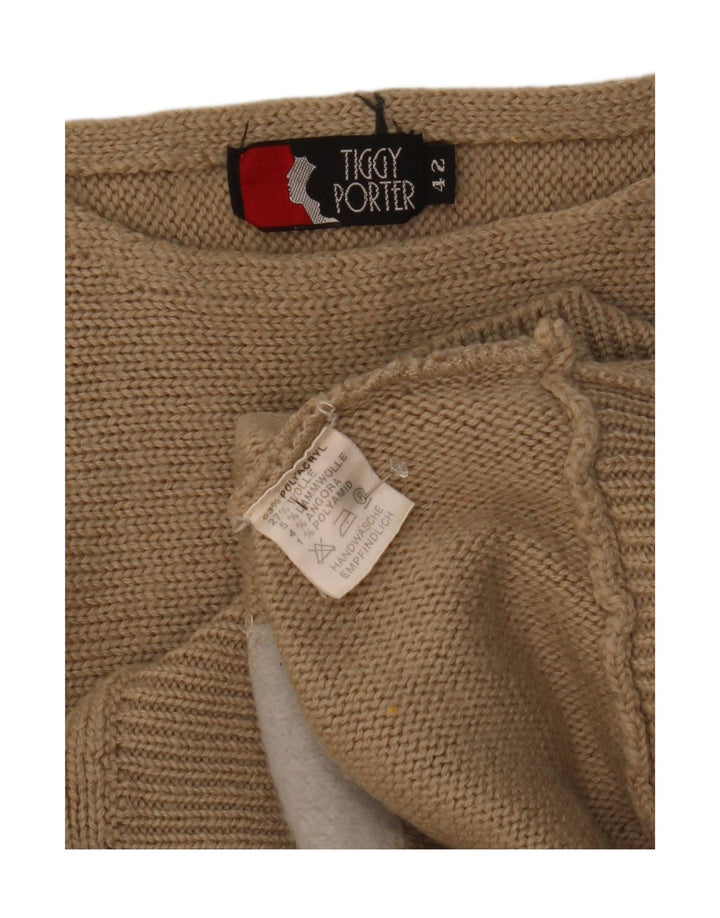 Vintage Womens Graphic Boat Neck Jumper Sweater IT 42 Medium Brown