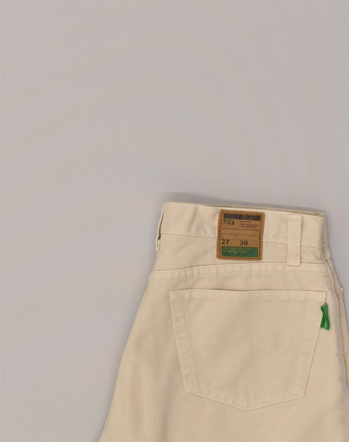 BENETTON Womens Slim Casual Trousers W27 L30 White Cotton | Vintage Benetton | Thrift | Second-Hand Benetton | Used Clothing | Messina Hembry 