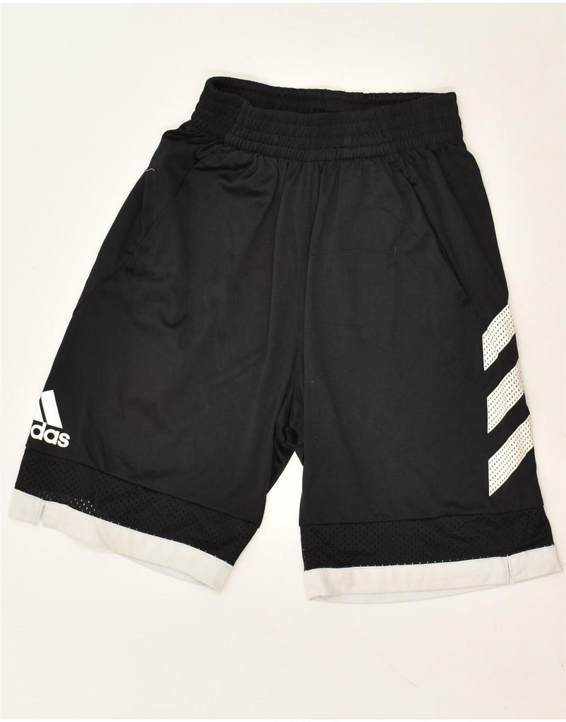 ADIDAS Womens Climalite Graphic Sport Shorts UK 8 Small Black Colourblock | Vintage Adidas | Thrift | Second-Hand Adidas | Used Clothing | Messina Hembry 