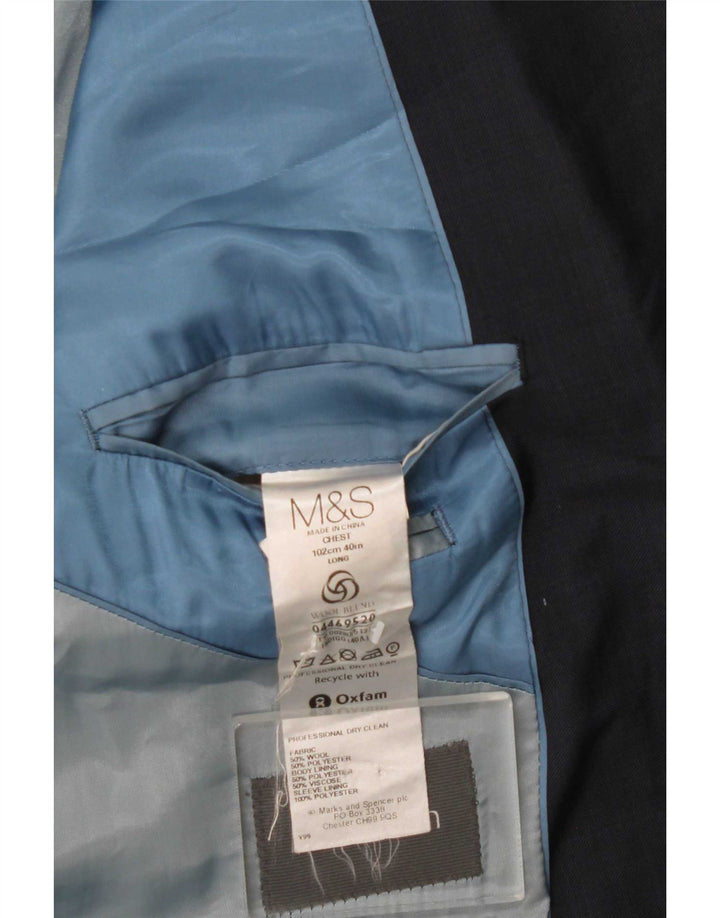 Marks & Spencer Mens 2 Button Blazer Jacket UK 40 Medium Navy Blue Classic