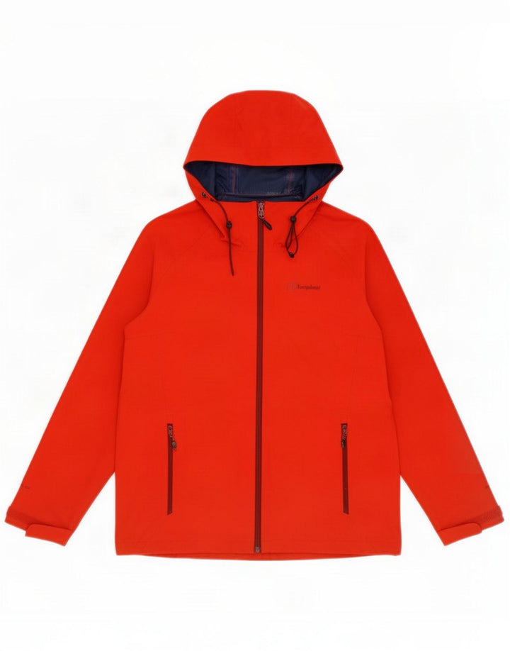 Berghaus Womens Hooded Rain Jacket UK 12 Medium Red Polyamide