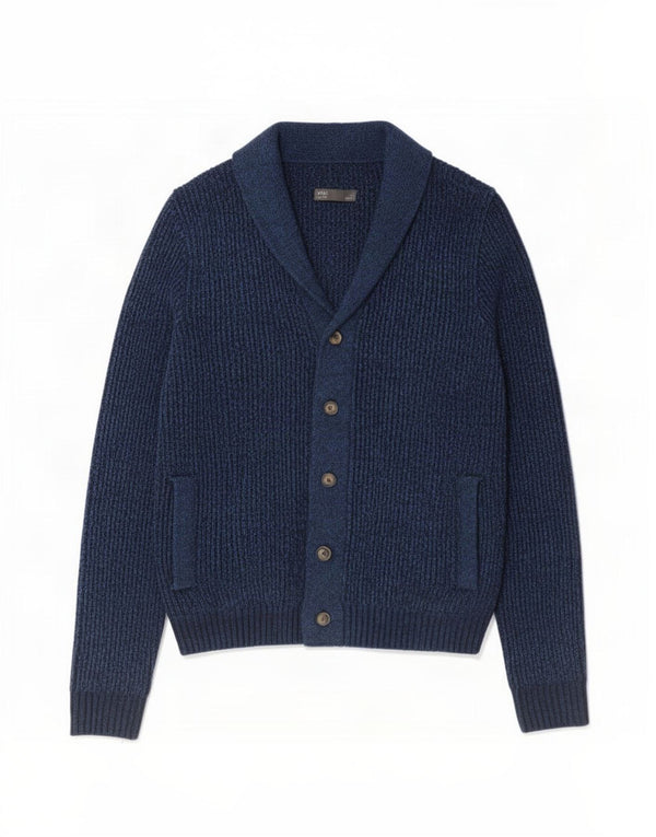 Marks & Spencer Mens Regular Fit Cardigan Sweater Large Navy Blue Flecked