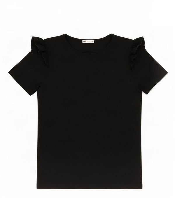 Zara Womens Blouse Top UK 12 Medium Black Polyester