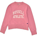 RUSSELL ATHLETIC Womens Crop Graphic Sweatshirt Jumper UK 18 XL Pink | Vintage Russell Athletic | Thrift | Second-Hand Russell Athletic | Used Clothing | Messina Hembry 