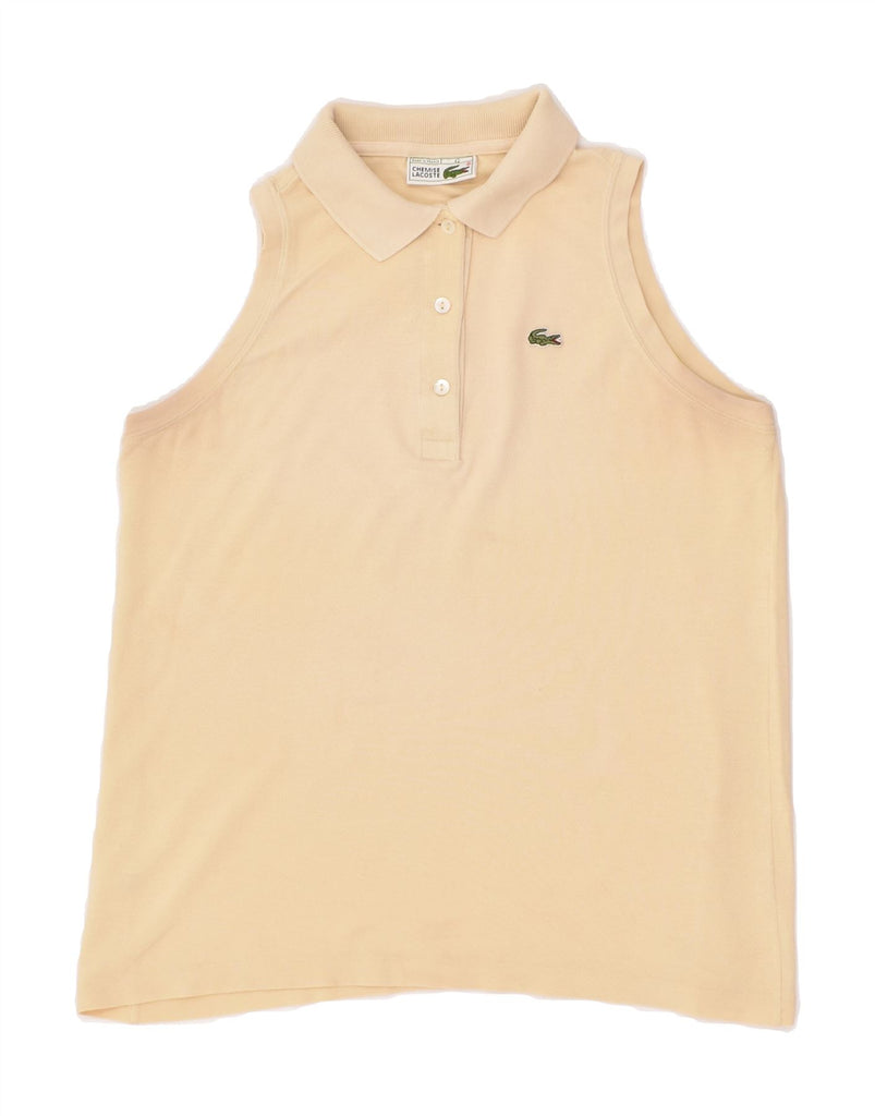 LACOSTE Womens Sleeveless Polo Shirt Size 42 Large Beige Cotton | Vintage Lacoste | Thrift | Second-Hand Lacoste | Used Clothing | Messina Hembry 