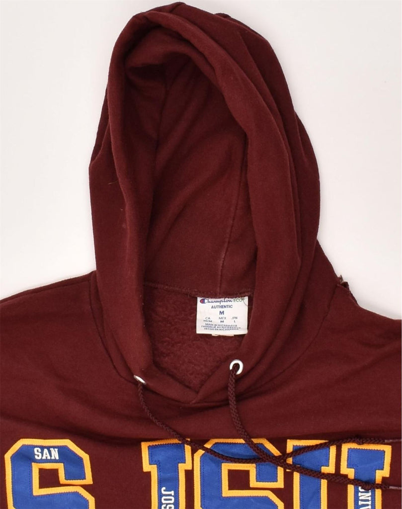 CHAMPION Mens Graphic Hoodie Jumper Medium Maroon Cotton | Vintage Champion | Thrift | Second-Hand Champion | Used Clothing | Messina Hembry 