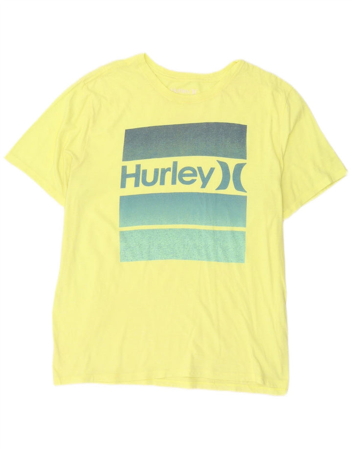 Hurley Mens Graphic T-Shirt Top Large Yellow Polyester