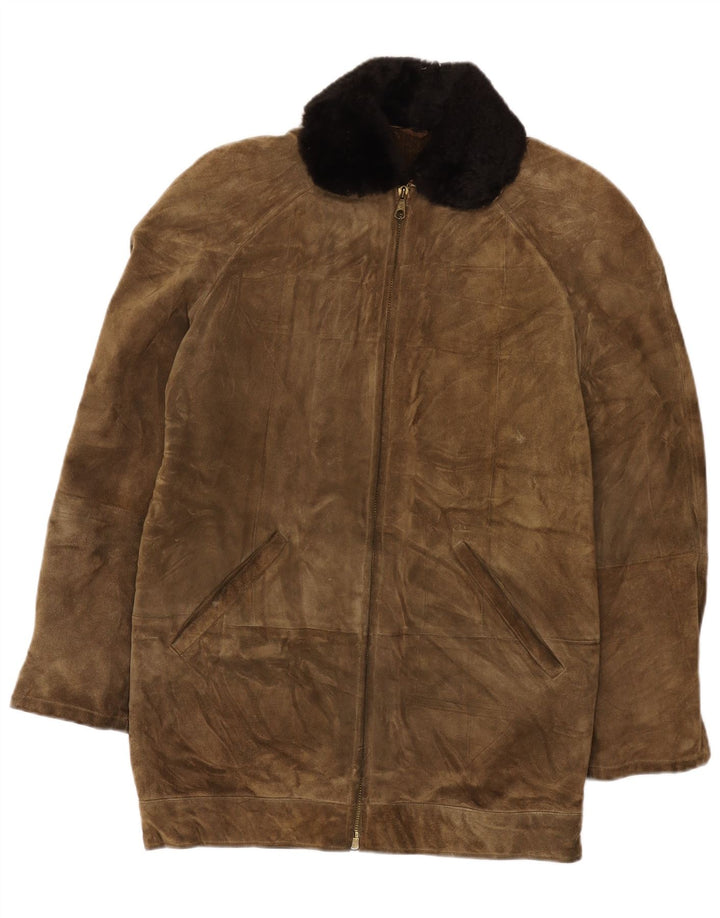 Vintage Mens Suede Jacket UK 38 Medium Brown Leather