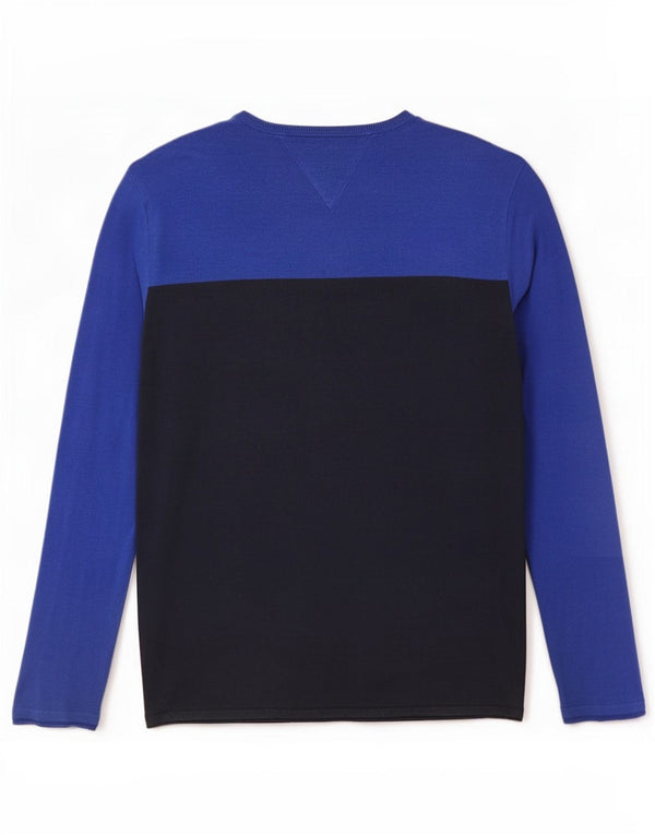 Tommy Hilfiger Mens Top Long Sleeve Small Blue Colourblock Cotton