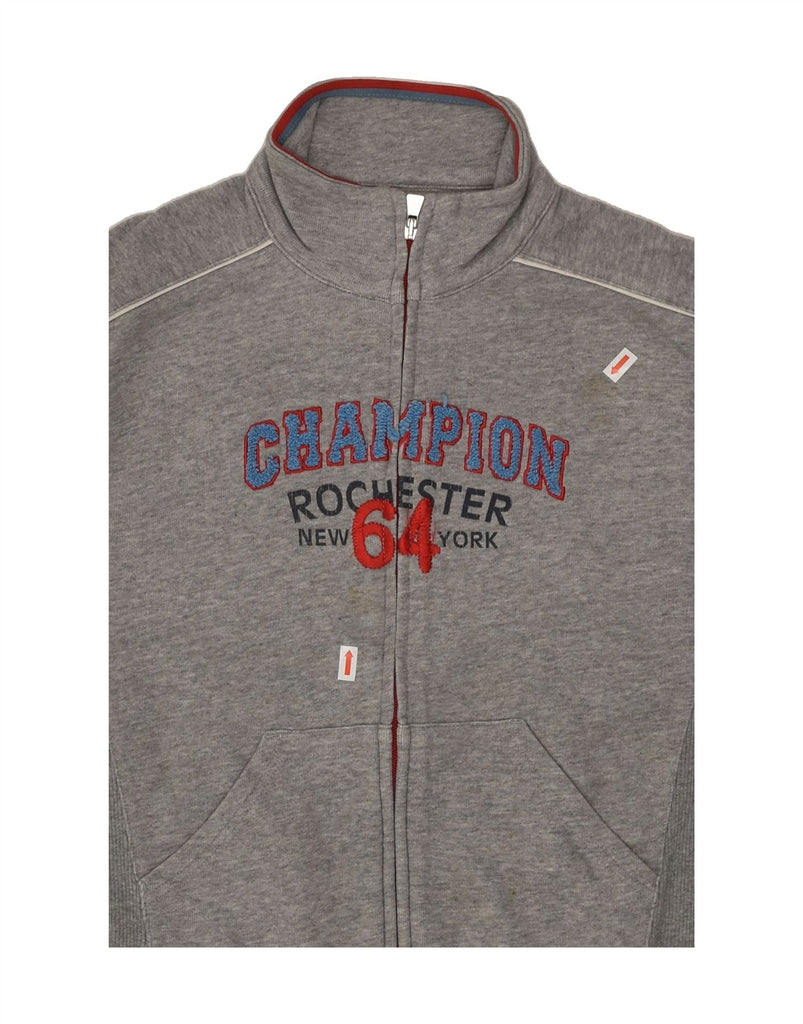 CHAMPION Boys Graphic Tracksuit Top Jacket 9-10 Years Medium Grey Cotton | Vintage Champion | Thrift | Second-Hand Champion | Used Clothing | Messina Hembry 