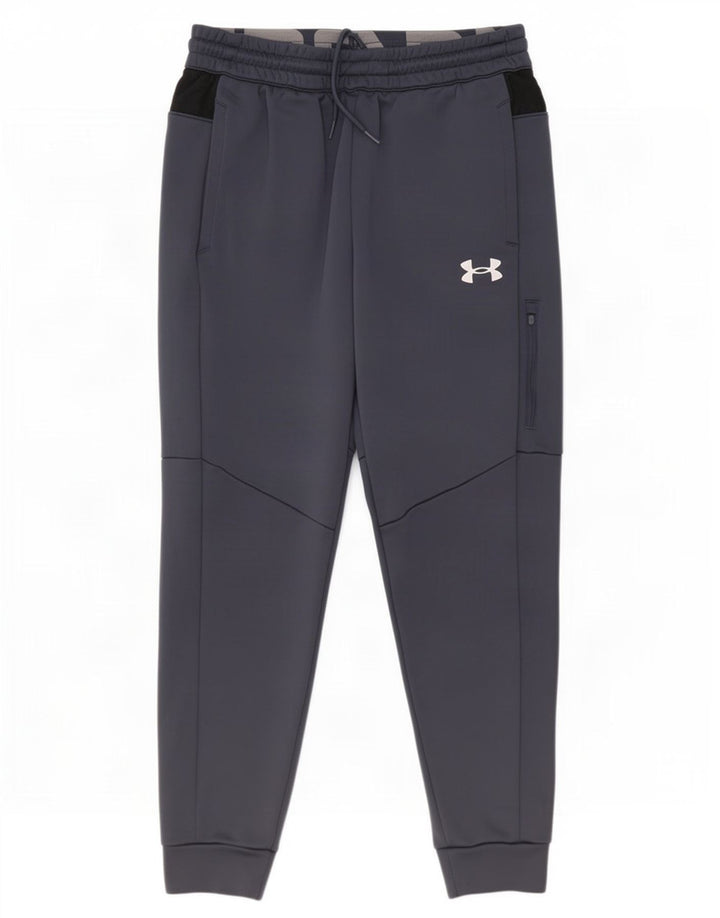 Under Armour Mens Tracksuit Trousers Joggers Medium Grey Colourblock