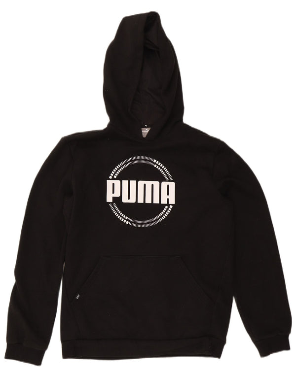 Puma Boys Graphic Hoodie Jumper 15-16 Years Black Cotton