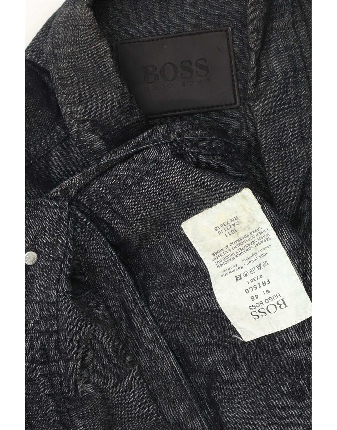Hugo Boss Mens Utility Jacket IT 48 Medium Navy Blue Cotton