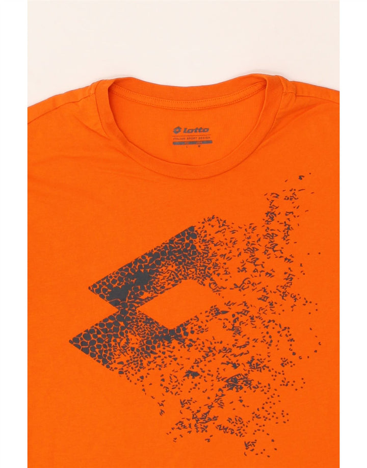 LOTTO Mens Graphic T-Shirt Top Large Orange Vintage Lotto and Second-Hand Lotto from Messina Hembry 