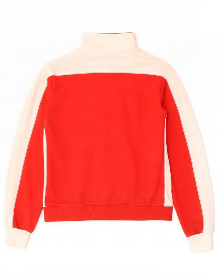 Champion Mens Zip Neck Sweatshirt Jumper Medium Red Colourblock