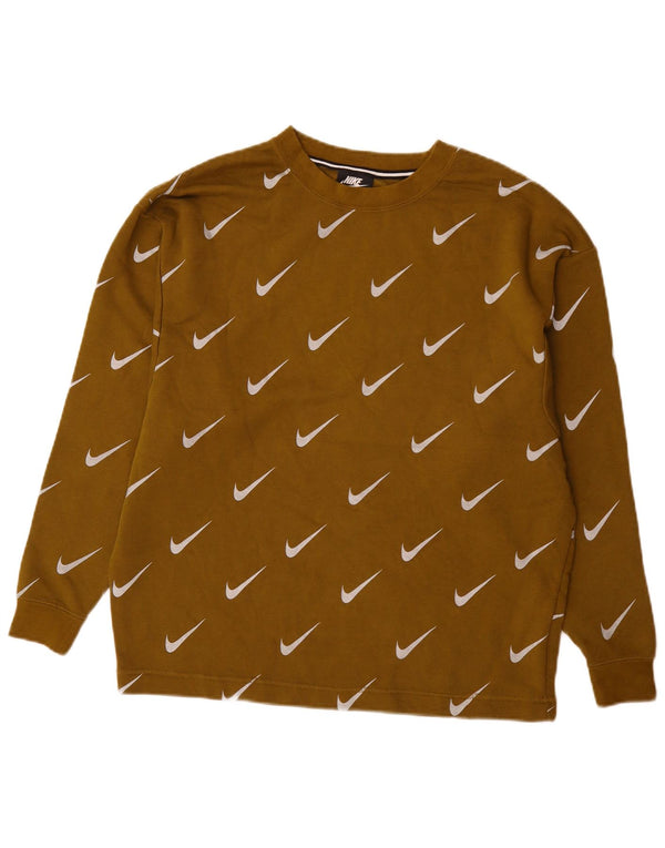 Nike Mens Graphic Loose Fit Sweatshirt Jumper Small Khaki Cotton