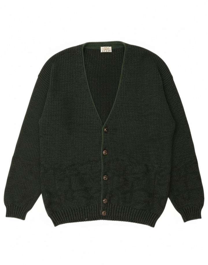 Vintage Mens Cardigan Sweater Large Green