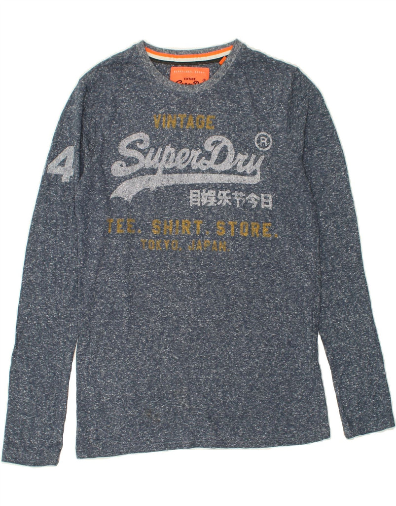 SUPERDRY Mens Graphic Top Long Sleeve Medium Blue Flecked Cotton | Vintage Superdry | Thrift | Second-Hand Superdry | Used Clothing | Messina Hembry 