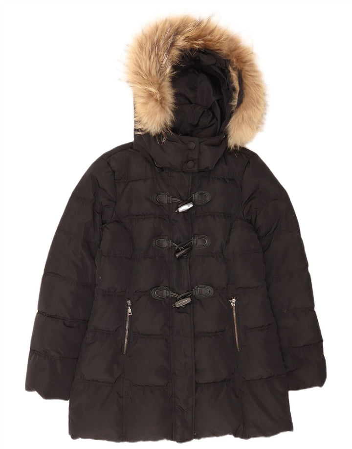 Marella Womens EMME Hooded Duffle Padded Coat UK 12 Medium Black Polyester